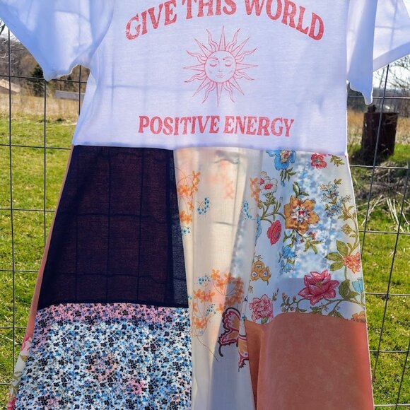 Upcycled Positive Energy Tee Dress S M - Picture 4 of 11